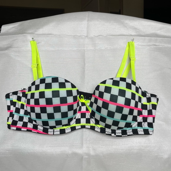 Coco Lingerie Bra Size 34 B Black and White in a chess pattern - Picture 2 of 6